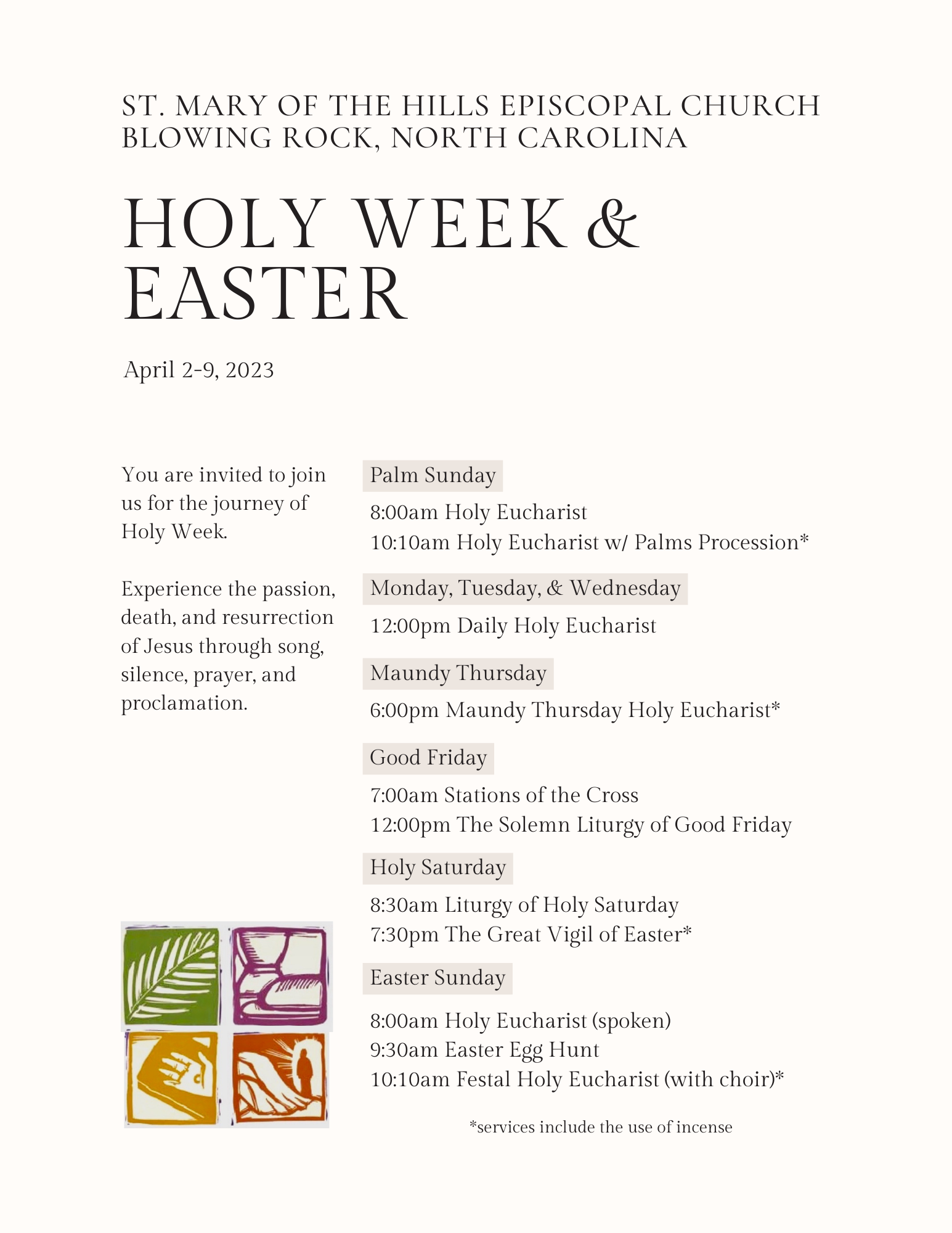Cream Simple Holy Week Easter Timetable Church Flyer